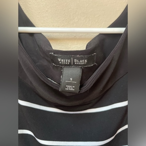 White House Black Market Women’s Black White Striped Stretch Jersey Mini Dress S - Picture 6 of 12